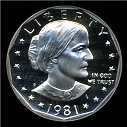 1981S SB Anthony Proof Dollar Coin Graded PR70 (COI-3593)
