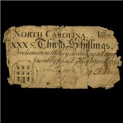 1754 North Carolina 30 Shilling Colonial Note (COI-3244)