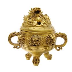 Gilded Tibet Bronze Dragon Censer (ANT-605A)