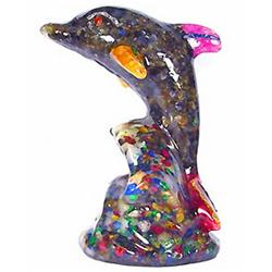 1,900.00ct. Sapphire & Topaz Dolphin Figure Statue RETAIL $3000 (GEM-2477)