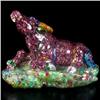 Image 1 : 700ct. Terrific Ruby & Mix Gem Buffalo Statue RETAIL $1650 (GEM-2502)