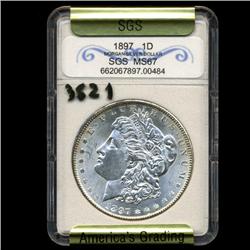 1897 Morgan $1 Dollar Silver BU Graded Coin  (COI-3621)