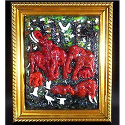 1,200ct. Tourmaline Elephant Statue Picture Frame RETAIL $1750 (GEM-2689)