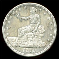 1874S Trade Dollar HI Grade AU+   (COI-3780)