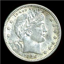 1914 Barber Quarter AU+ (COI-3781)