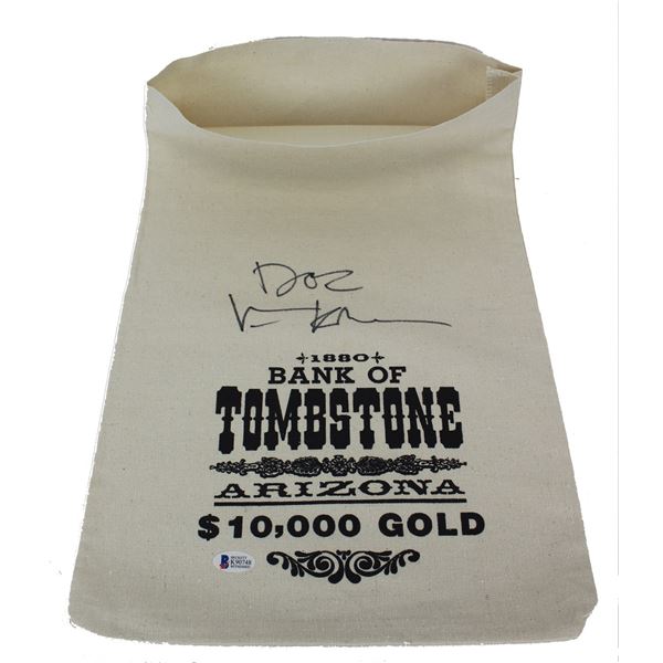 VAL KILMER SIGNED TOMBSTONE MONEY BAG (BECKETT COA)