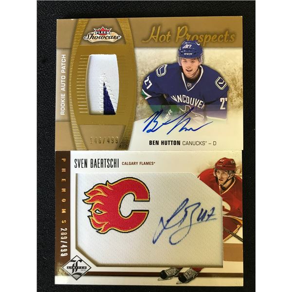 NHL HOCKEY AUTO PATCH CARD LOT (BEN HUTTON, SVEN BAERTSCHI)