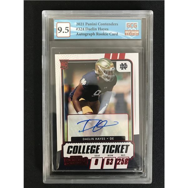 2021 PANINI CONTENDERS NO.324 DAELIN HAYES AUTO RC (GCG 9.5)