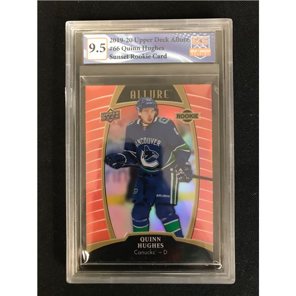 2019-20 UPPER DECK ALLURE NO.66 QUINN HUGHES SUNSET RC (GCG 9.5)