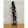 Image 1 : Abstract Tribal Ebony? Wood Sculpture / Carving on Base (Approx: 24.75" tall)