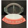 Image 1 : Vintage Pyrex Pink Daisy Divided Casserole w/Lid Excellent Condition 1.5Qt