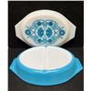 Image 1 : Vintage Pyrex Horizon Blue Divided Casserole w/Lid Excellent Condition 1.5Qt