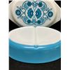 Image 2 : Vintage Pyrex Horizon Blue Divided Casserole w/Lid Excellent Condition 1.5Qt