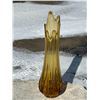 Image 1 : Mid Century Amber/Yellow Swung Glass Vase - Large (Approx: 27.75"T 8.5"W)