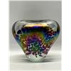 Jan Benda Studio Art Glass Textured Vase BC Canada Approx: 3.75"T 4.5"W