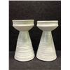 2 Bailey Leslie Studio Art Pottery Candle Holders Ceramic (taller approx: 7"T 4"W)