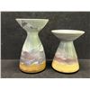 Image 1 : 2 Susan Gurman Studio Art Pottery Candle Holders / Vases (taller one approx: 5.25x3.25")