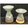 Image 4 : 2 Susan Gurman Studio Art Pottery Candle Holders / Vases (taller one approx: 5.25x3.25")