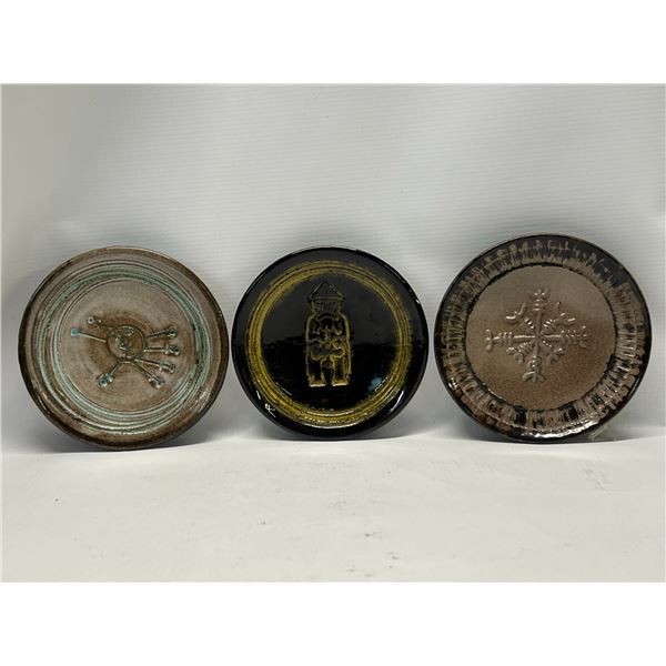 3 Iceland Lava "Glit Lava" Handmade Ceramic Small Plates (approx: 5")