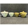 2 Sets Ceramic Sushi / Saki Bowls Small dishes (lidded bowls approx: 3"T 3.75"W)