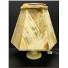 Image 1 : Unique Stone Table Lamp Onyx? Works (Approx: 13"T 11.5"W)