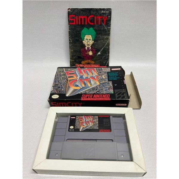 SIM CITY SNES Game Cartridge w/original box & Booklet Super Nintendo