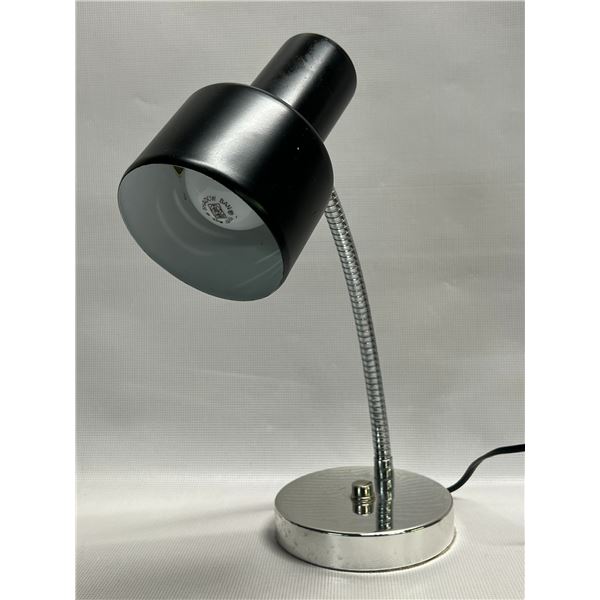 Mid Century Chrome & Black Metal Desk / Task Lamp Adjusts to Approx: 17"