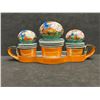 Image 1 : Vintage Noritake Handpainted Salt / Pepper / Jam Jar Set w/tray Japan (Approx: 7.5x3")