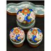 Image 4 : Vintage Noritake Handpainted Salt / Pepper / Jam Jar Set w/tray Japan (Approx: 7.5x3")