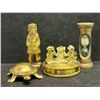 Image 1 : 4 Brass / Metal Display Items Décor pieces Figurines Magnifying Glass Hour Glass Etc