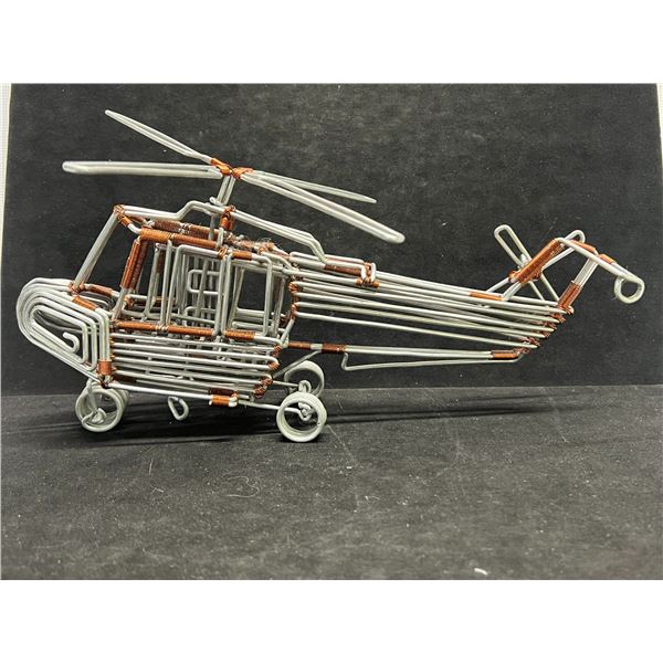 Handmade Wire / Metal Helicopter Décor Piece Approx: 13"W 7"T