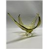 Signed Chalet Canada Green Art Glass Centerpiece (Approx: 18.5"W 10"T)