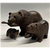3 Heavy Wood Carved Bears Sculptures (largest approx: 10.5"W 5"T)