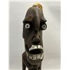 Image 1 : Unique Painted Wood Carving Sculpture (approx: 17"T base approx: 4x2.75")