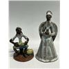 2 Antigua Pottery Caribbean Sculptures (1) Bell (1) Figurine