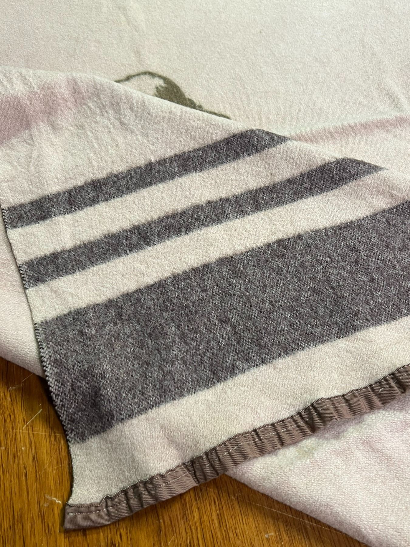 Vintage Canadian Pacific Railway CPR Wool Blanket Approx 50x68"