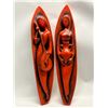 2 Mid Century Orange / Black Chalkware Wall Art Décor Pieces (approx: 22x4.75")