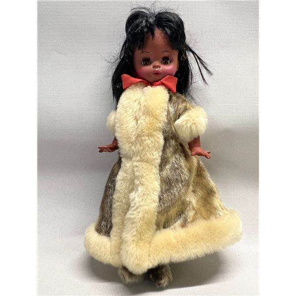 Inuit First Nations Doll with Seal Skin Coat Approx: 16" tall