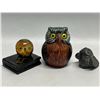 Image 1 : 3 Owl Figures Décor Pieces Alabaster / Ceramic (tallest about 3.5x3")