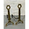 Vintage Metal Fireplace Andirons / Log Holders (approx: 14.5"T 6.25"W 13"D)