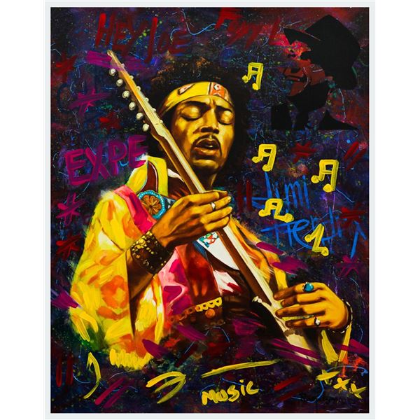 Nastya Rovenskaya- Mixed Media "Jimi Hendrix"
