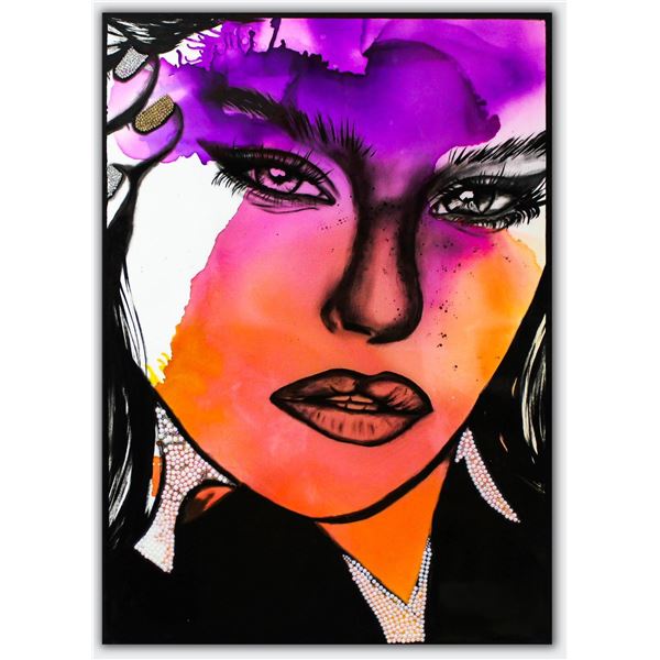 Hen Maman- Original Painting with Alcohol ink, acrylic, and epoxy rasin on Canvas "Lital"