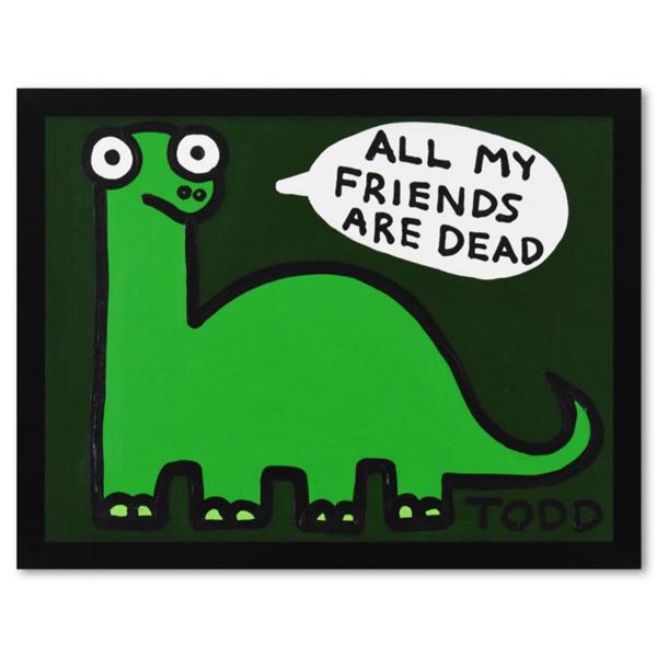 Todd Goldman, "My Friends Are Dead" Framed Original Acrylic Painting on Canvas, Hand Signed with Let