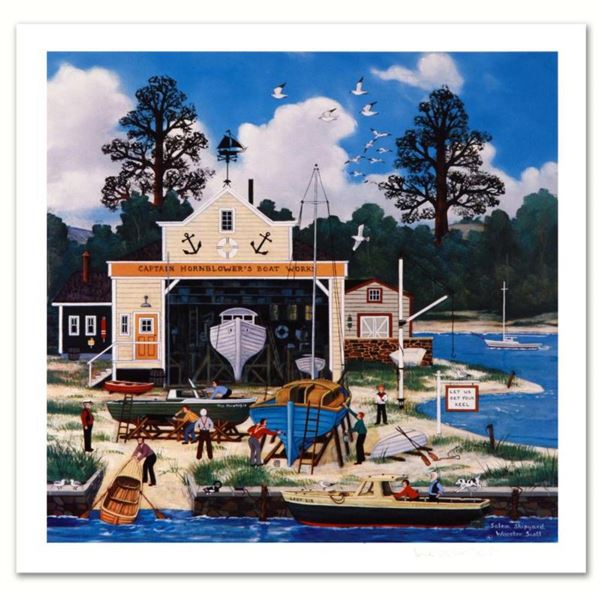 Jane Wooster Scott, "Salem Shipyard" Hand Signed Limited Edition Lithograph with Letter of Authentic