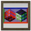Image 1 : Victor Vasarely (1908-1997), "Tridim - J de la série Hommage A L'Hexagone" Framed 1971 Heliogravure 