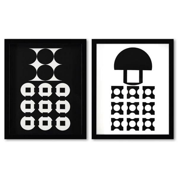 Victor Vasarely (1908-1997), "Mimas et Canopus de la serie Corpusculaires (Diptych)" Framed 1973 Hel