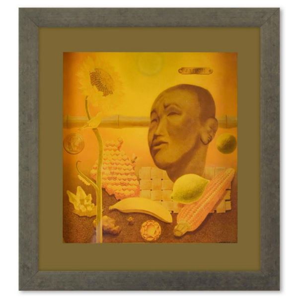 Victor Vasarely (1908-1997), "Etude En Jaune de la série Graphismes 2" Framed 1977 Heliogravure Prin