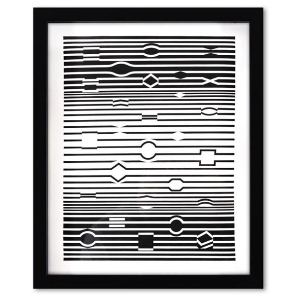Victor Vasarely (1908-1997), "Markab de la série Ondulatoires" Framed 1973 Heliogravure Print with L