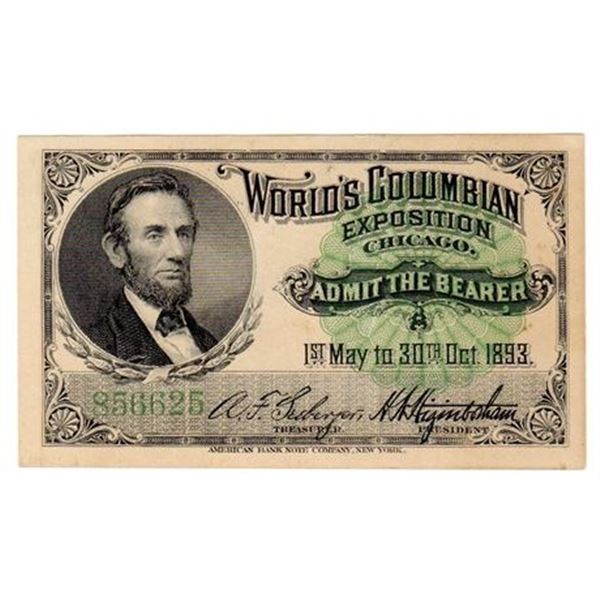 1893 Columbian Exposition Ticket