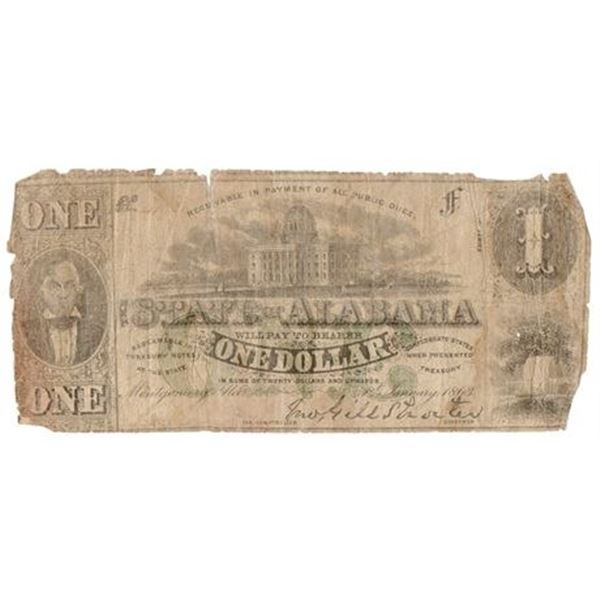 1863 State of Alabama $1 Note